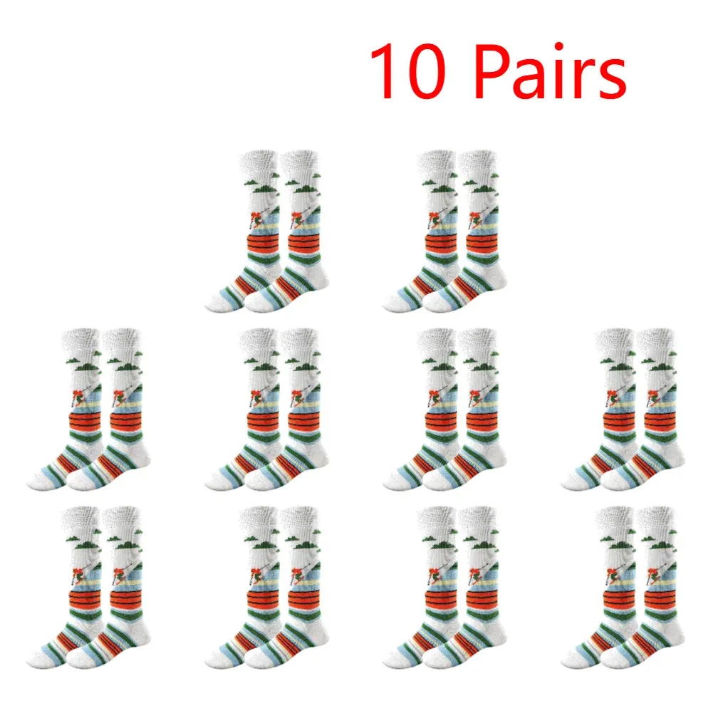 1-10Pairs Ski Sports Socks Breathable Thermal Knee-high Socks Comfortable Compression Women Men Knee Stocking for Hiking Running