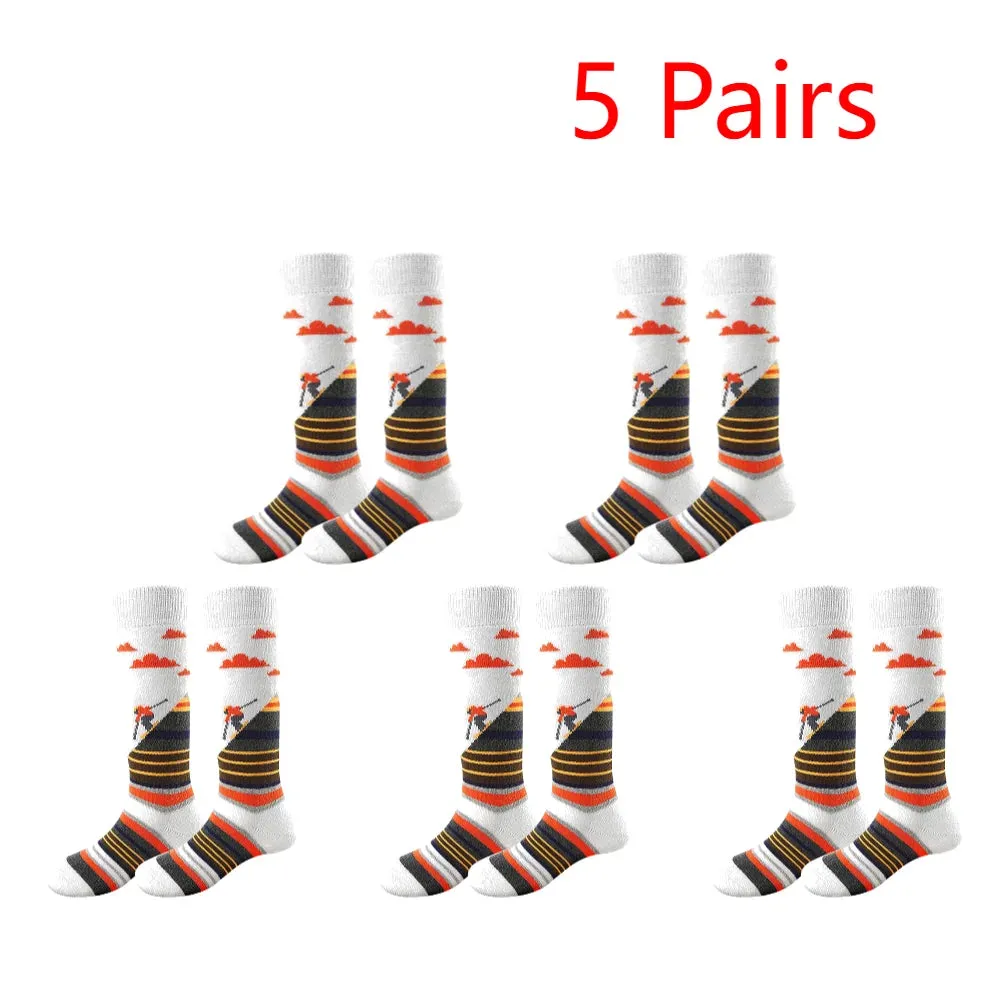 1-10Pairs Ski Sports Socks Breathable Thermal Knee-high Socks Comfortable Compression Women Men Knee Stocking for Hiking Running