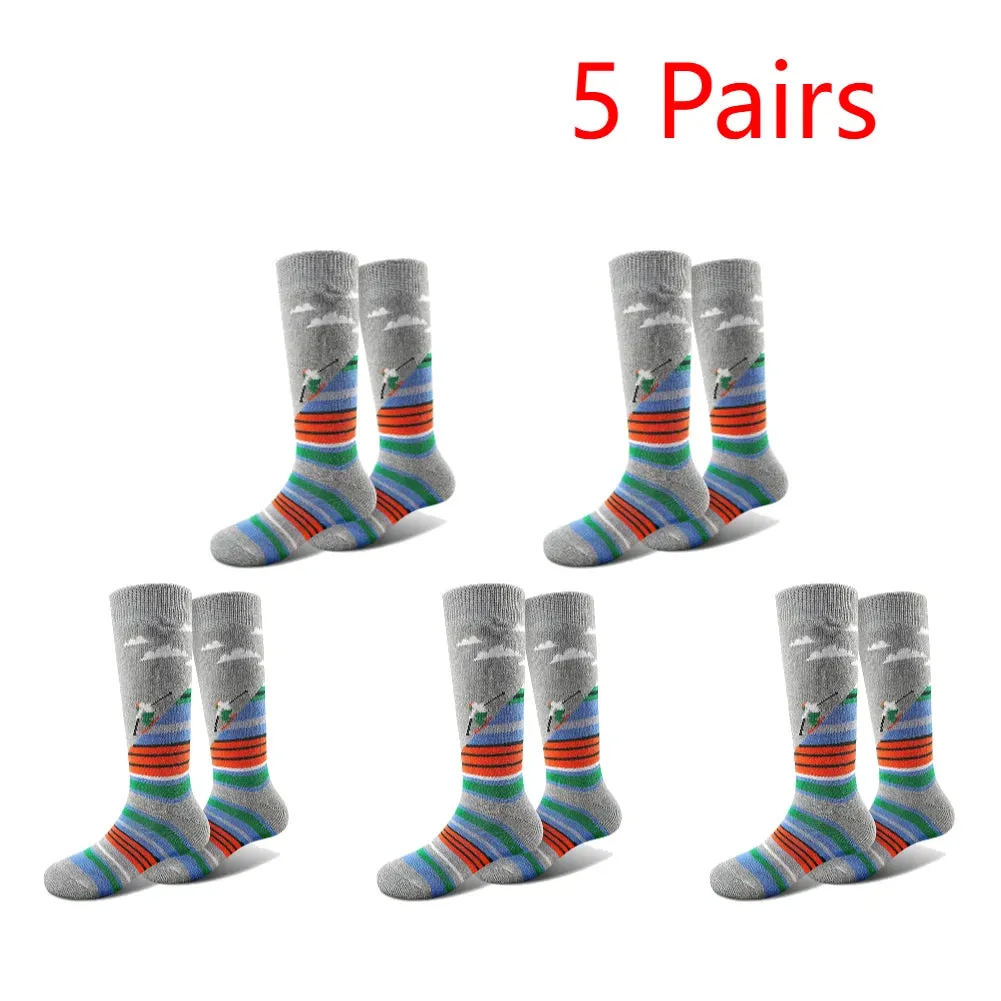1-10Pairs Ski Sports Socks Breathable Thermal Knee-high Socks Comfortable Compression Women Men Knee Stocking for Hiking Running