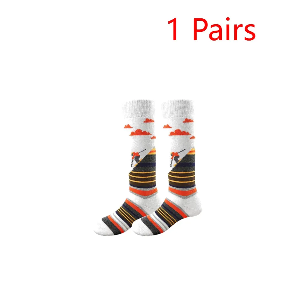 1-10Pairs Ski Sports Socks Breathable Thermal Knee-high Socks Comfortable Compression Women Men Knee Stocking for Hiking Running