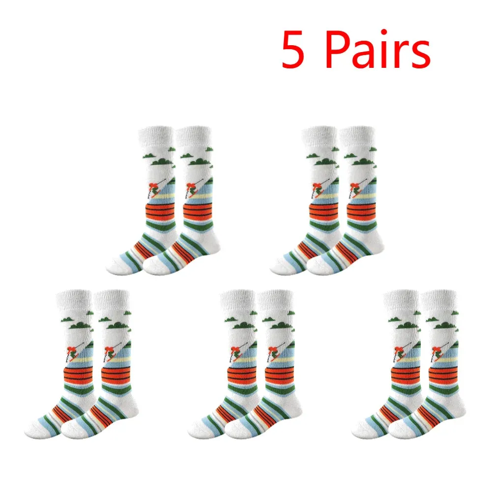 1-10Pairs Ski Sports Socks Breathable Thermal Knee-high Socks Comfortable Compression Women Men Knee Stocking for Hiking Running