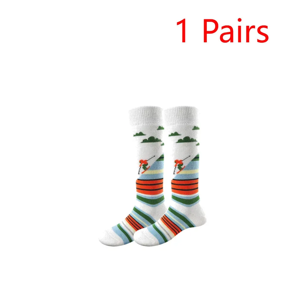 1-10Pairs Ski Sports Socks Breathable Thermal Knee-high Socks Comfortable Compression Women Men Knee Stocking for Hiking Running