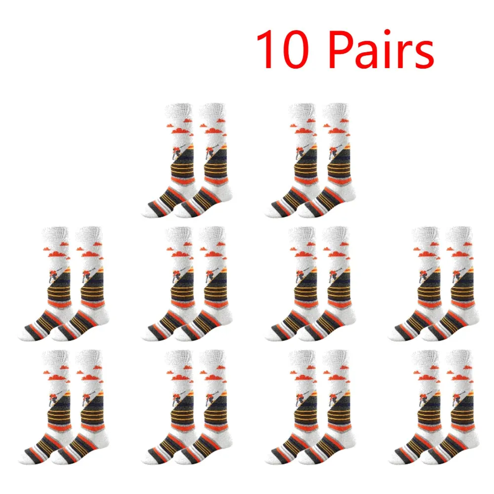 1-10Pairs Ski Sports Socks Breathable Thermal Knee-high Socks Comfortable Compression Women Men Knee Stocking for Hiking Running