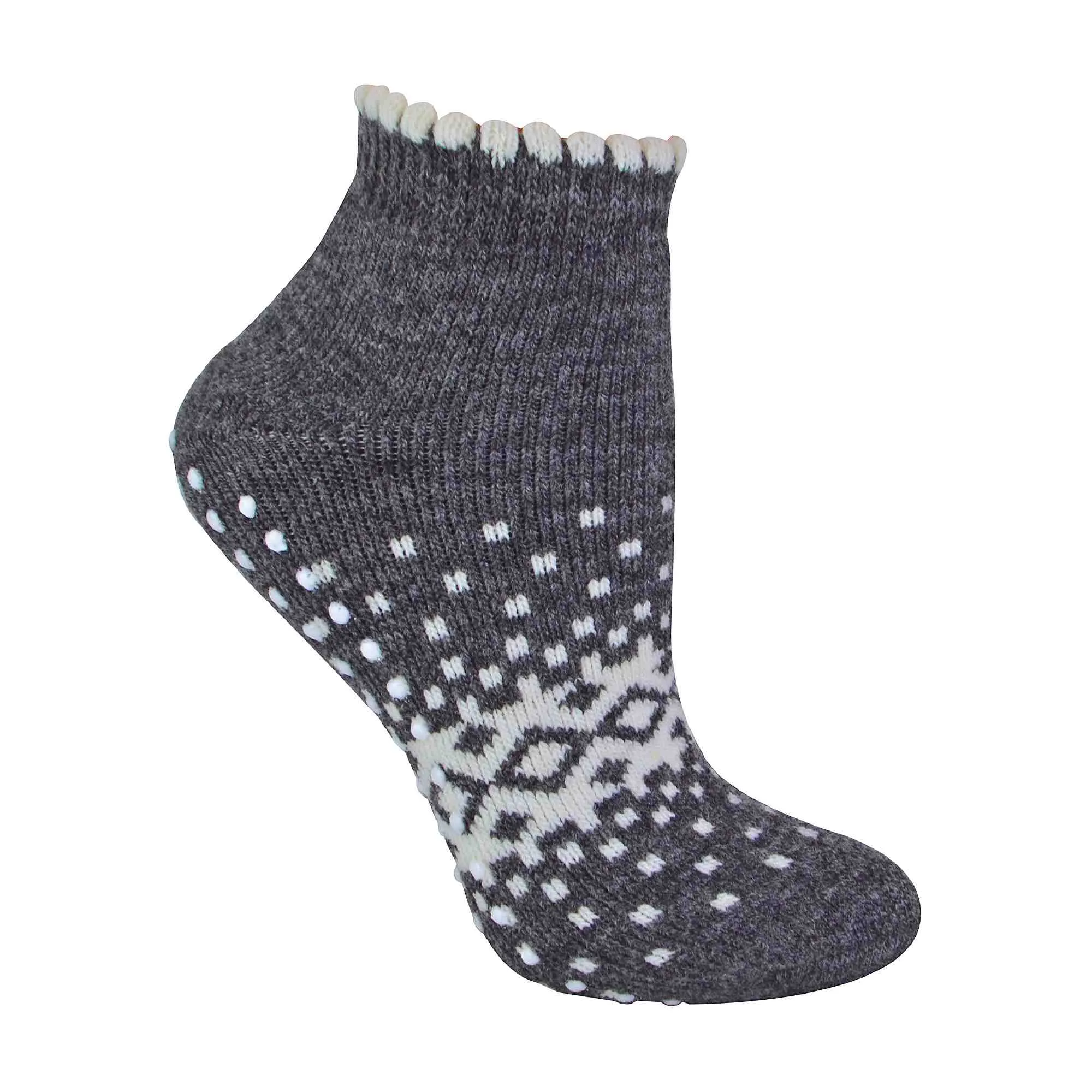 1 Pack Ladies Thermal Low Cut Wool Non Slip Ankle Slipper Socks