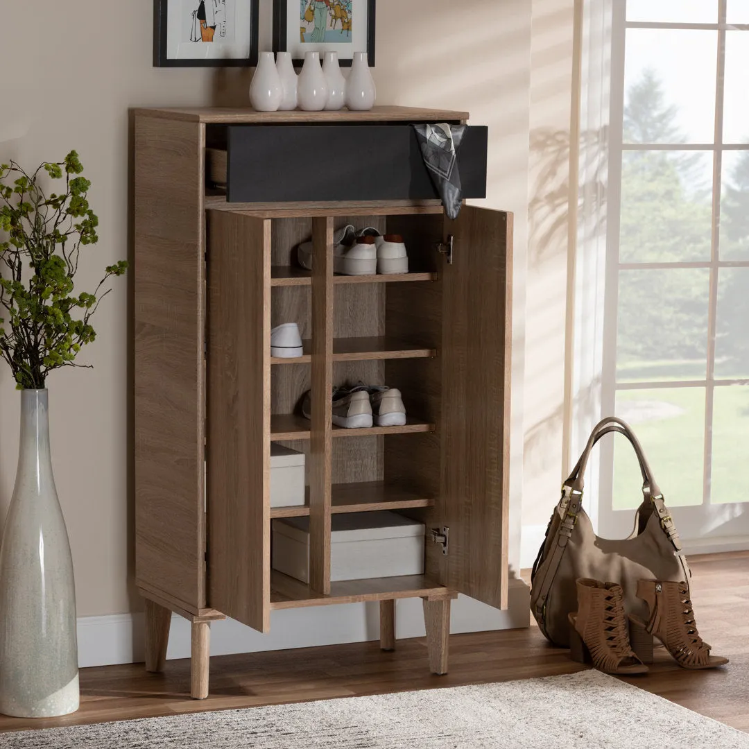 2-Door Wood Entryway 10 Pair Shoe Storage Cabinet Hokku Designs