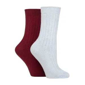 2 Pack Ladies Cashmere Wool Bed Socks for Sleep
