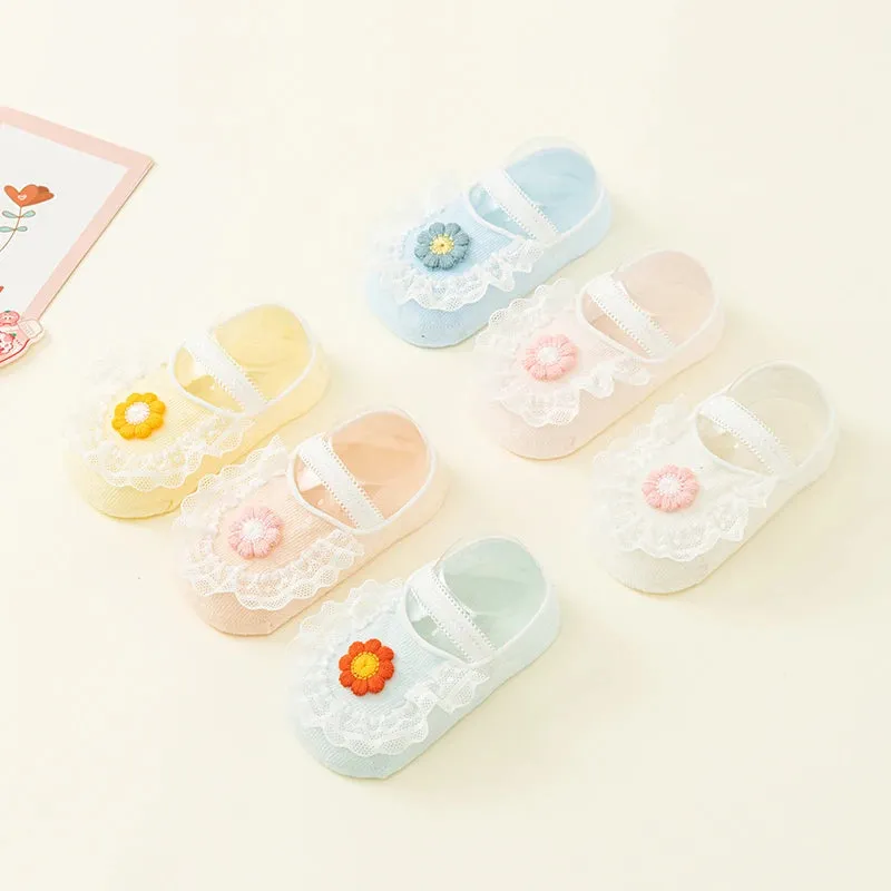 2 Pairs Lace Flower Newborn Baby Socks