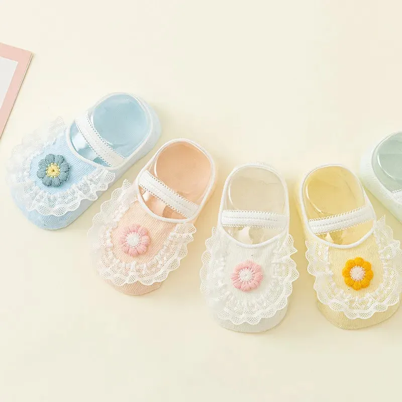 2 Pairs Lace Flower Newborn Baby Socks