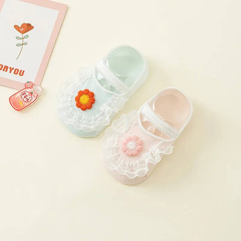 2 Pairs Lace Flower Newborn Baby Socks