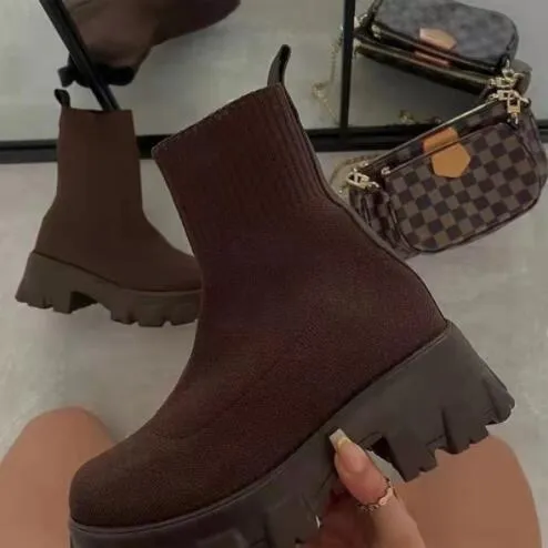 2023 New Women Luxury Brand Plus Size Women's Boots Couple Socks Shoes