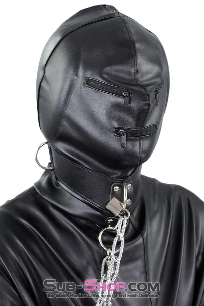 2286ZG      Sensory Deprivation Zippered Eyes and Mouth Hood with Ear Pads