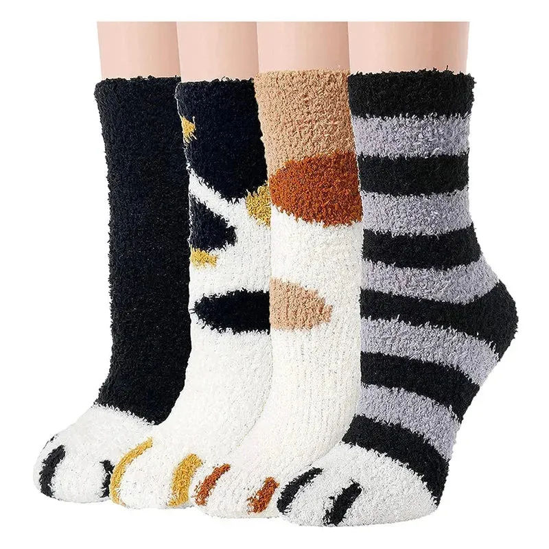 4 Pairs Fuzzy Socks