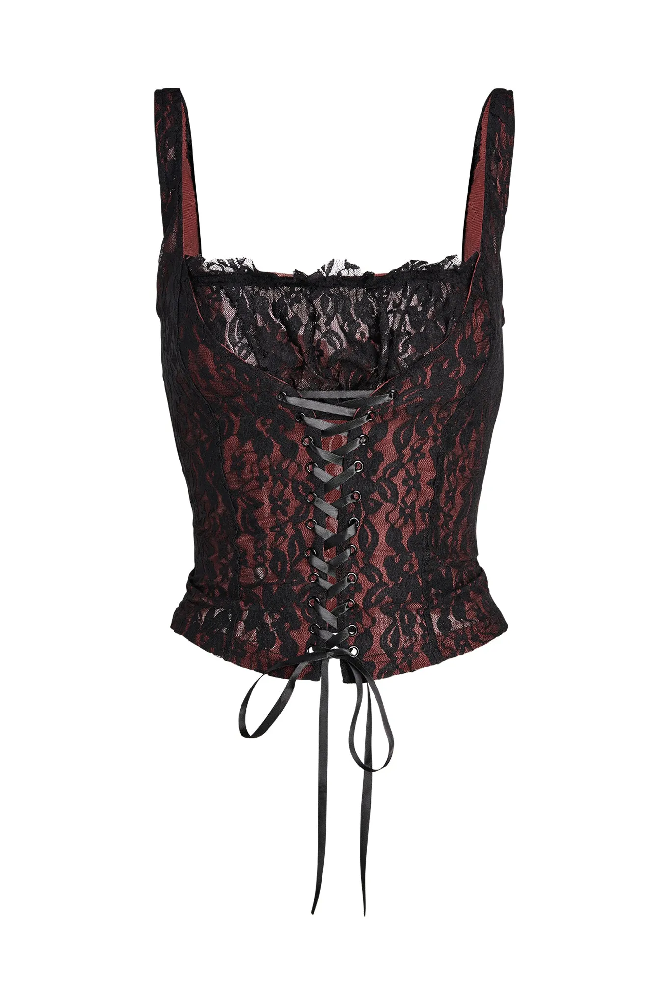AMORET TOP - BLACK : RED