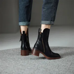 Ankle & Leather Boots with Zipper by Arie Stovler