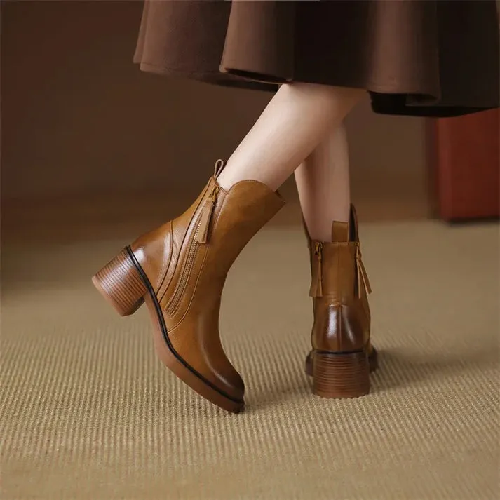 Ankle & Leather Boots with Zipper by Arie Stovler