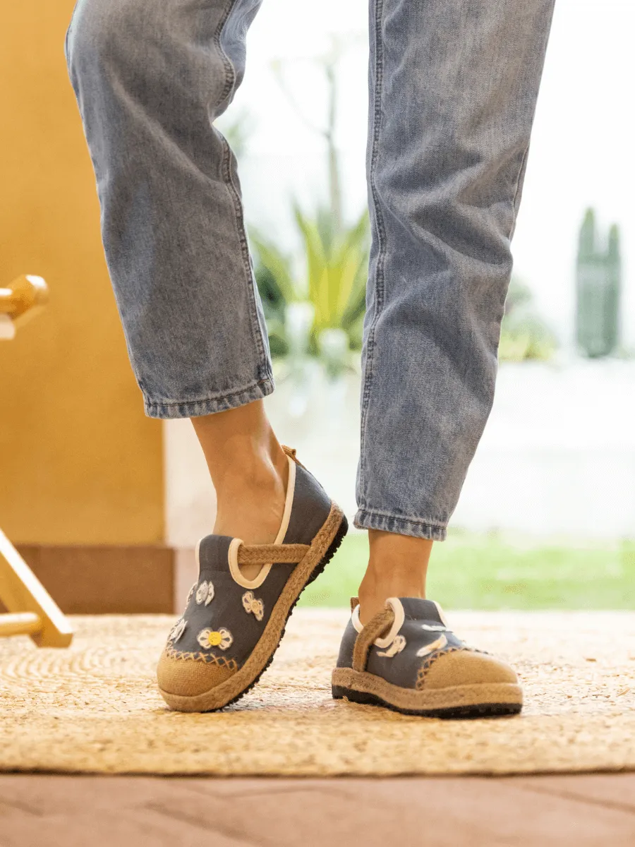 Asana Bow Applique Linen Loafer - Grey