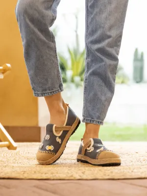 Asana Bow Applique Linen Loafer - Grey