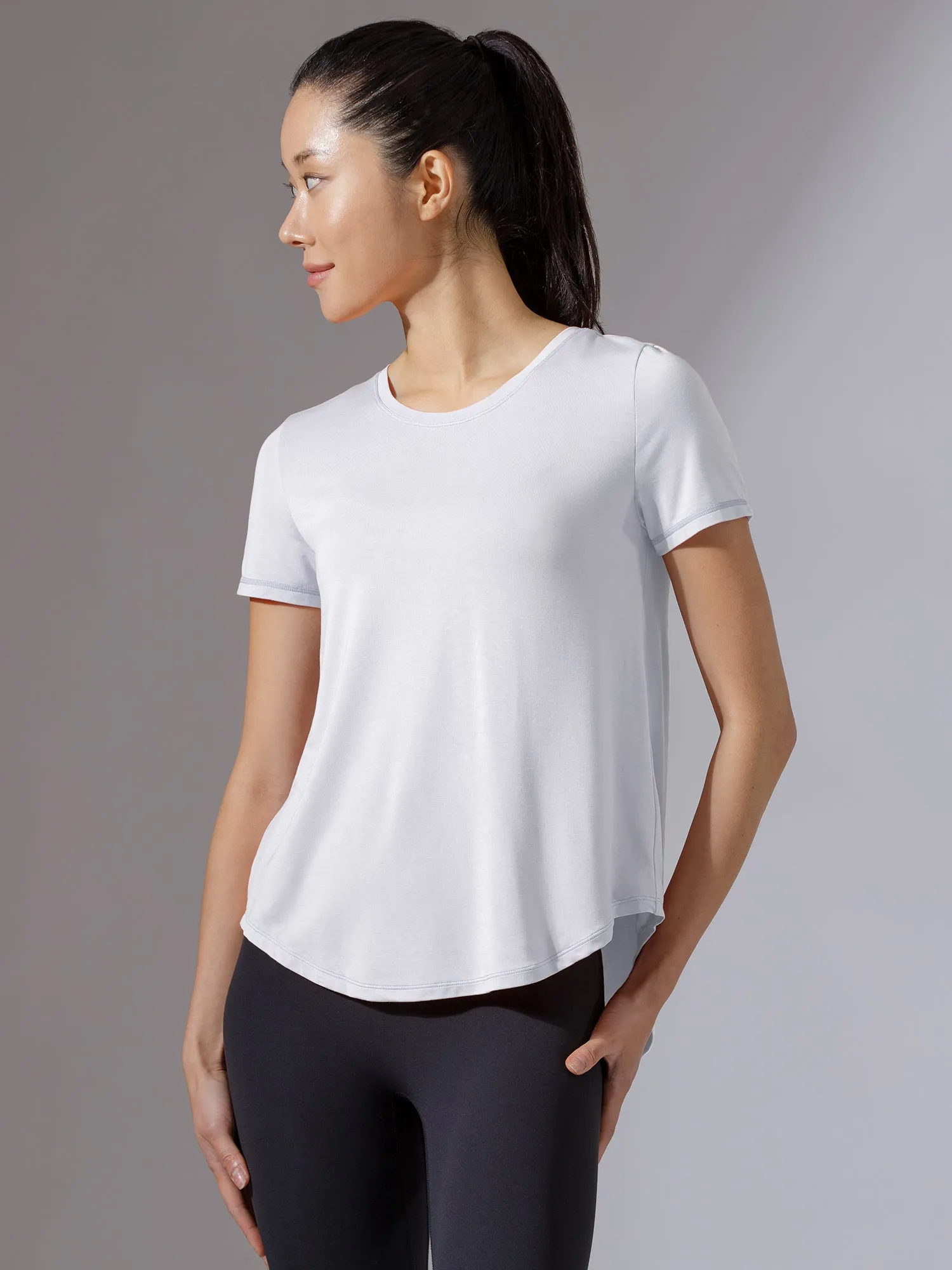 BACK TIE EVERYDAY SHORT SLEEVE TEE, WHITE