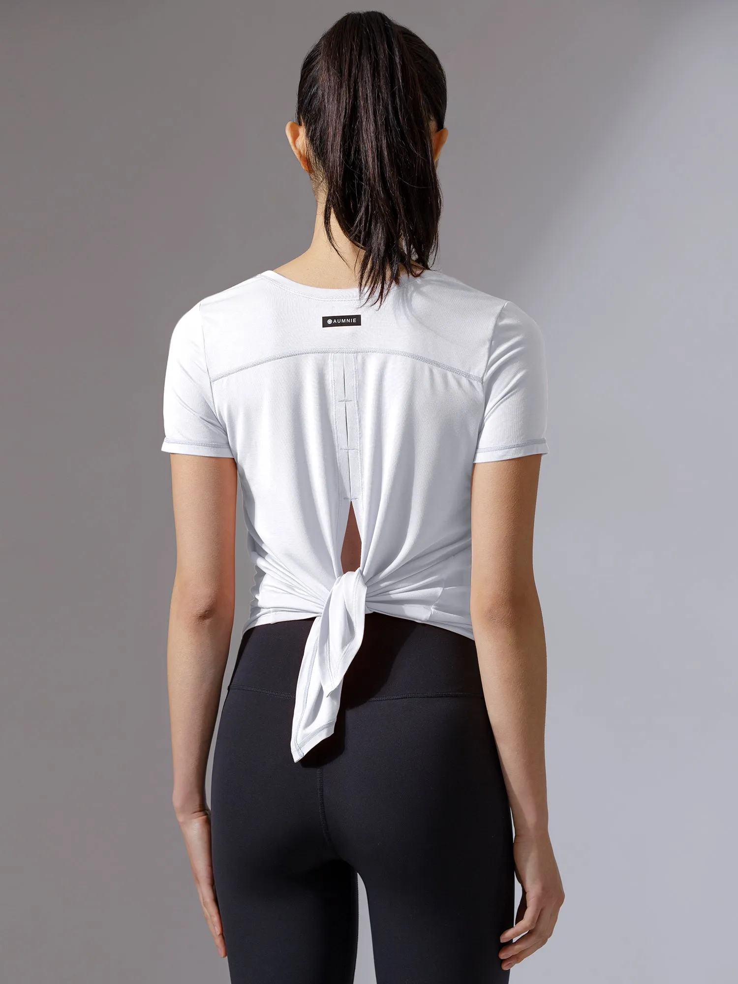 BACK TIE EVERYDAY SHORT SLEEVE TEE, WHITE