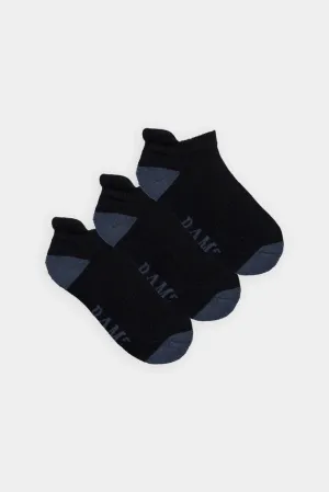 Bamboo Contrast Trainer Socks (3 Pair Pack) in Black by BAM