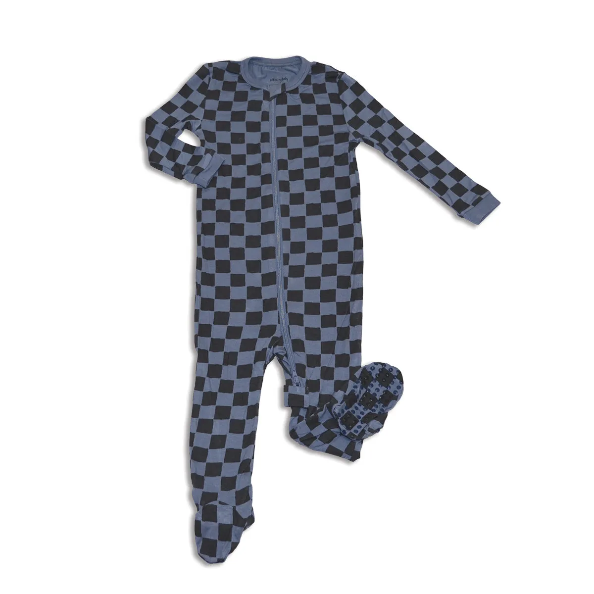Bamboo Zip Up Footies (Check It Out Print)