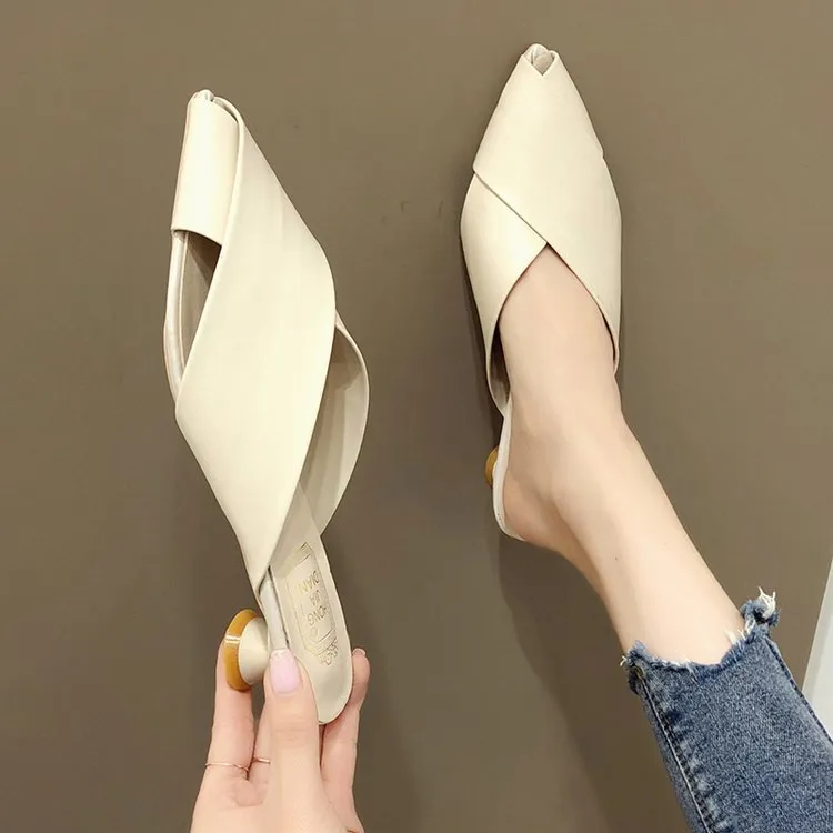 Baotou Half Slippers Personalized Low-heel Slippers Sandals And Slippers