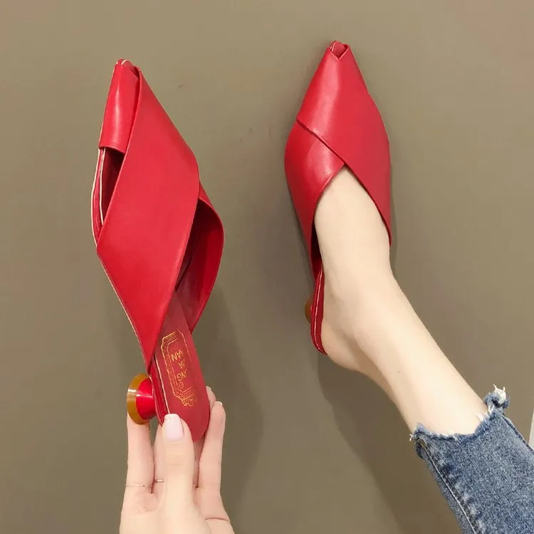 Baotou Half Slippers Personalized Low-heel Slippers Sandals And Slippers