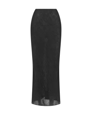 Bias Skirt | Black Contrast Linen