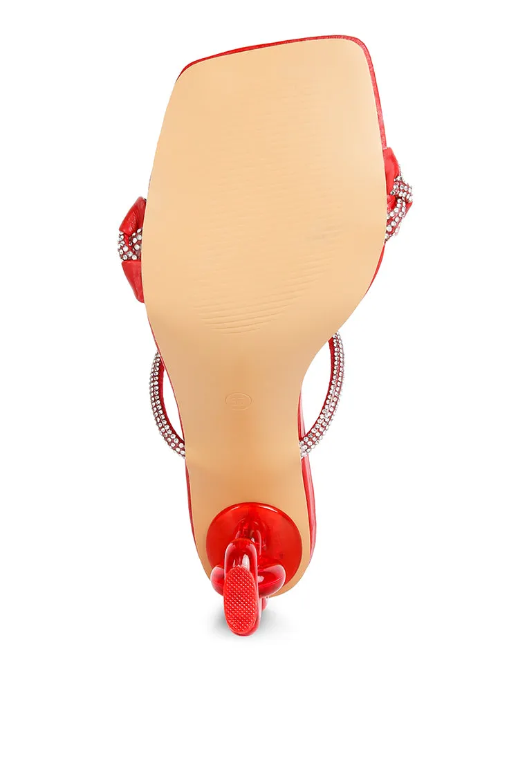 Big Plan Diamante Detail Mid Heel Sandals