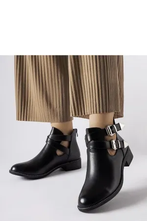 Black cut-out boots with buckles