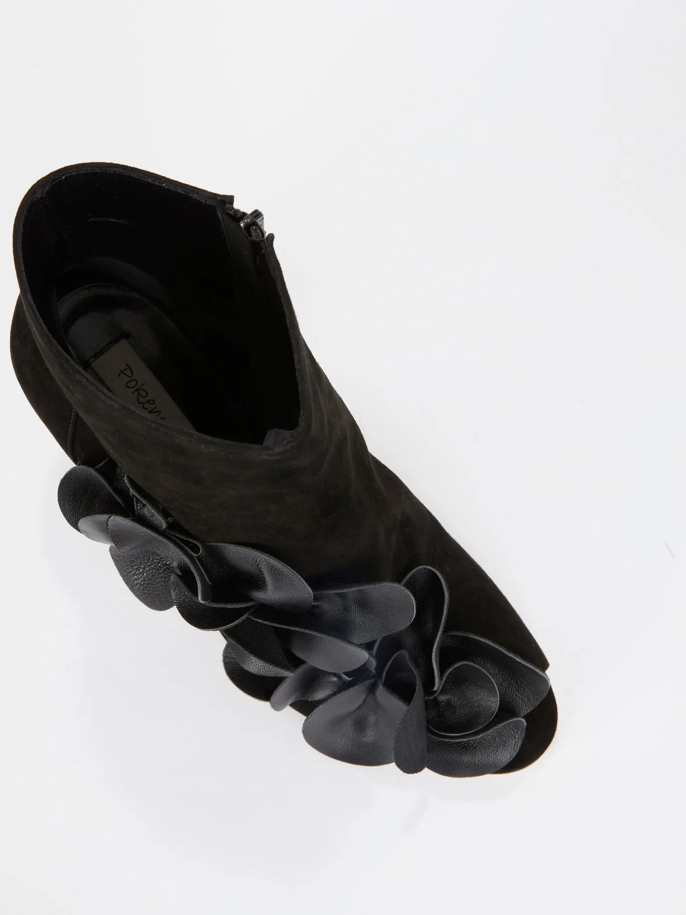 Black Flower Embellished Ankle Boots