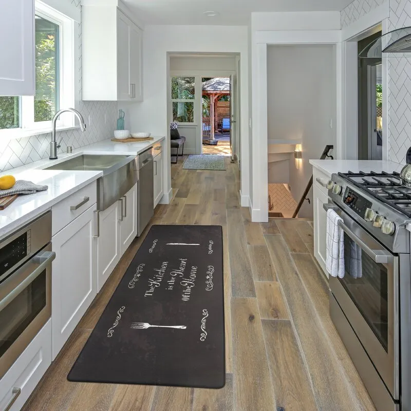 Black Kraig Anti-Fatigue Mat "THE KITCHEN IS THE HEART OF THE HOME" 18X47! Retails $113 