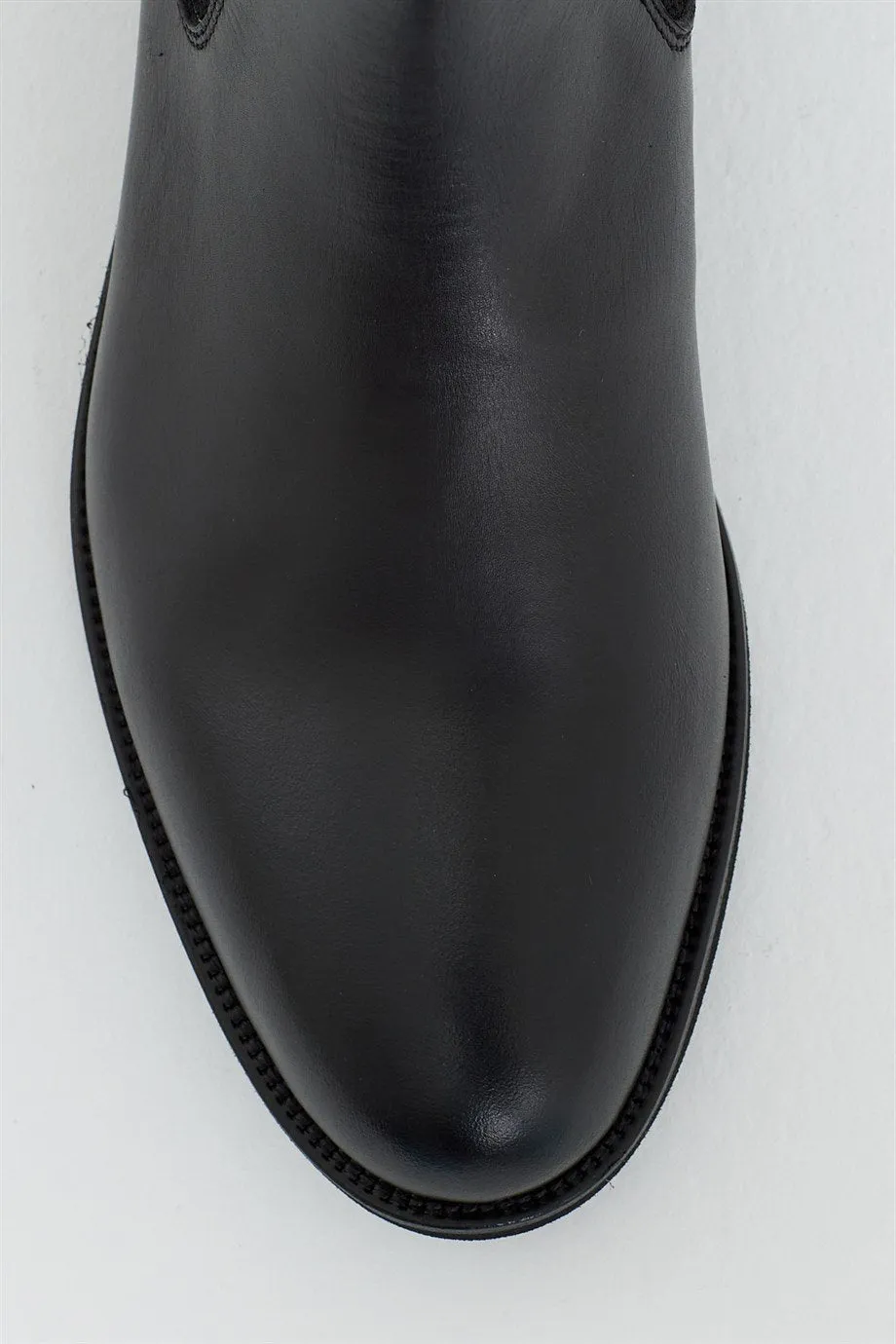 Black Leather Chelsea Boots-SB201