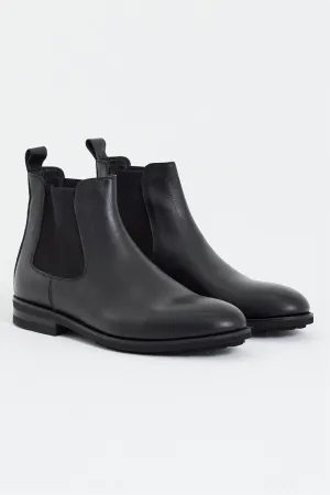 Black Leather Chelsea Boots-SB201