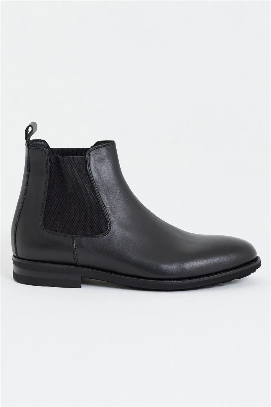 Black Leather Chelsea Boots-SB201