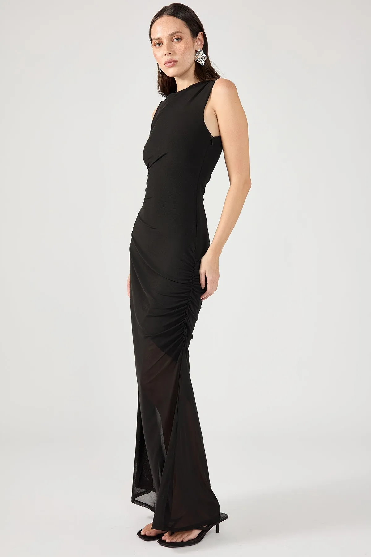 Black Mesh Long Dress