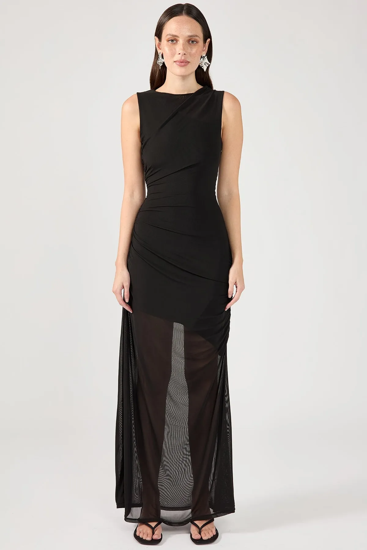 Black Mesh Long Dress