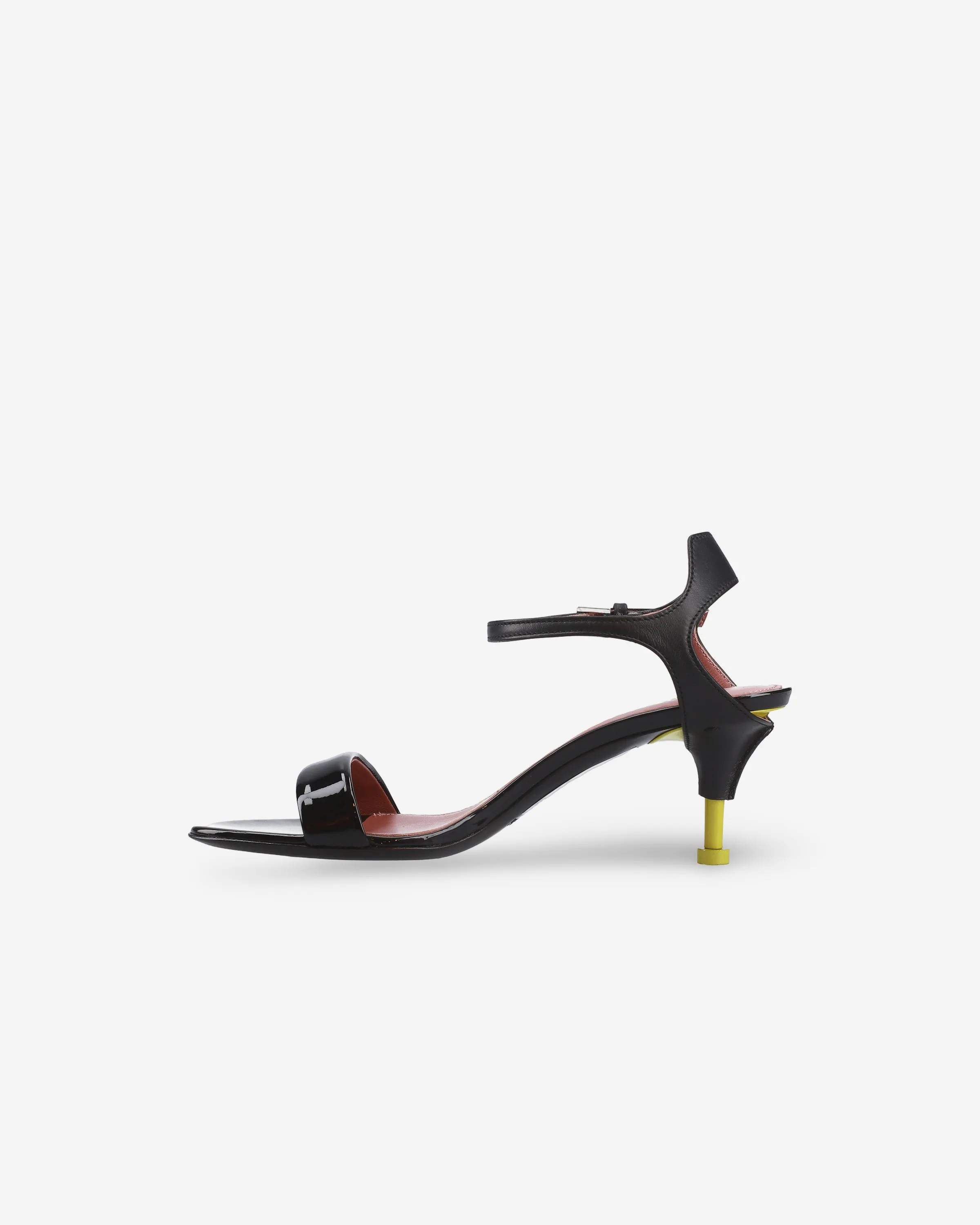 Black Patent Leather Sandal with Lime Detailing