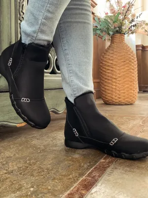 Black Plush-Lined Low Ankle Boot
