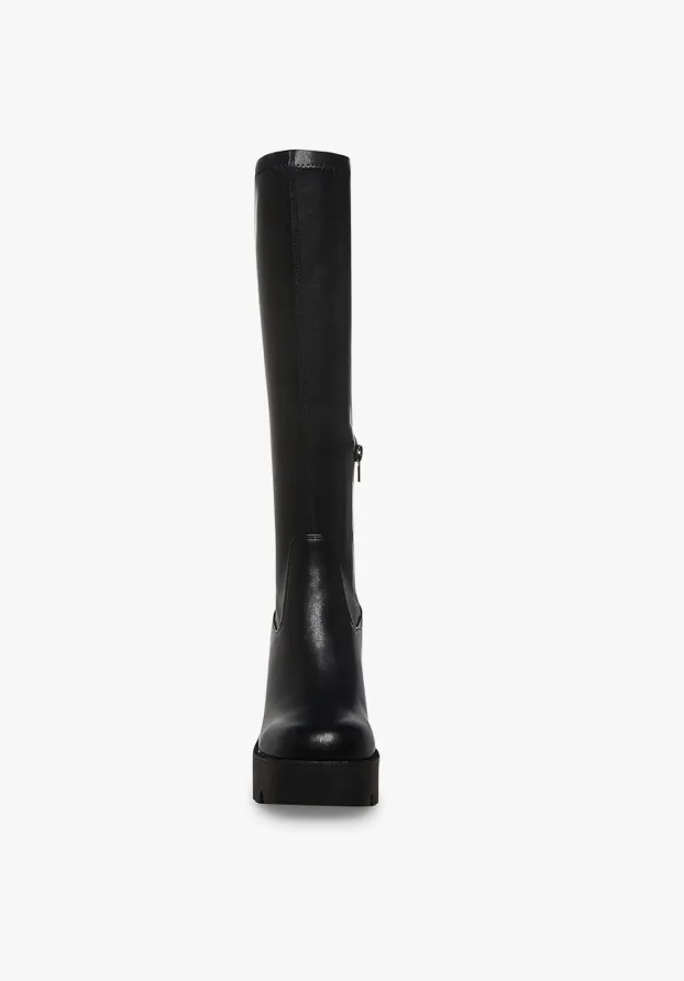 Block Heel Knee High Bootie