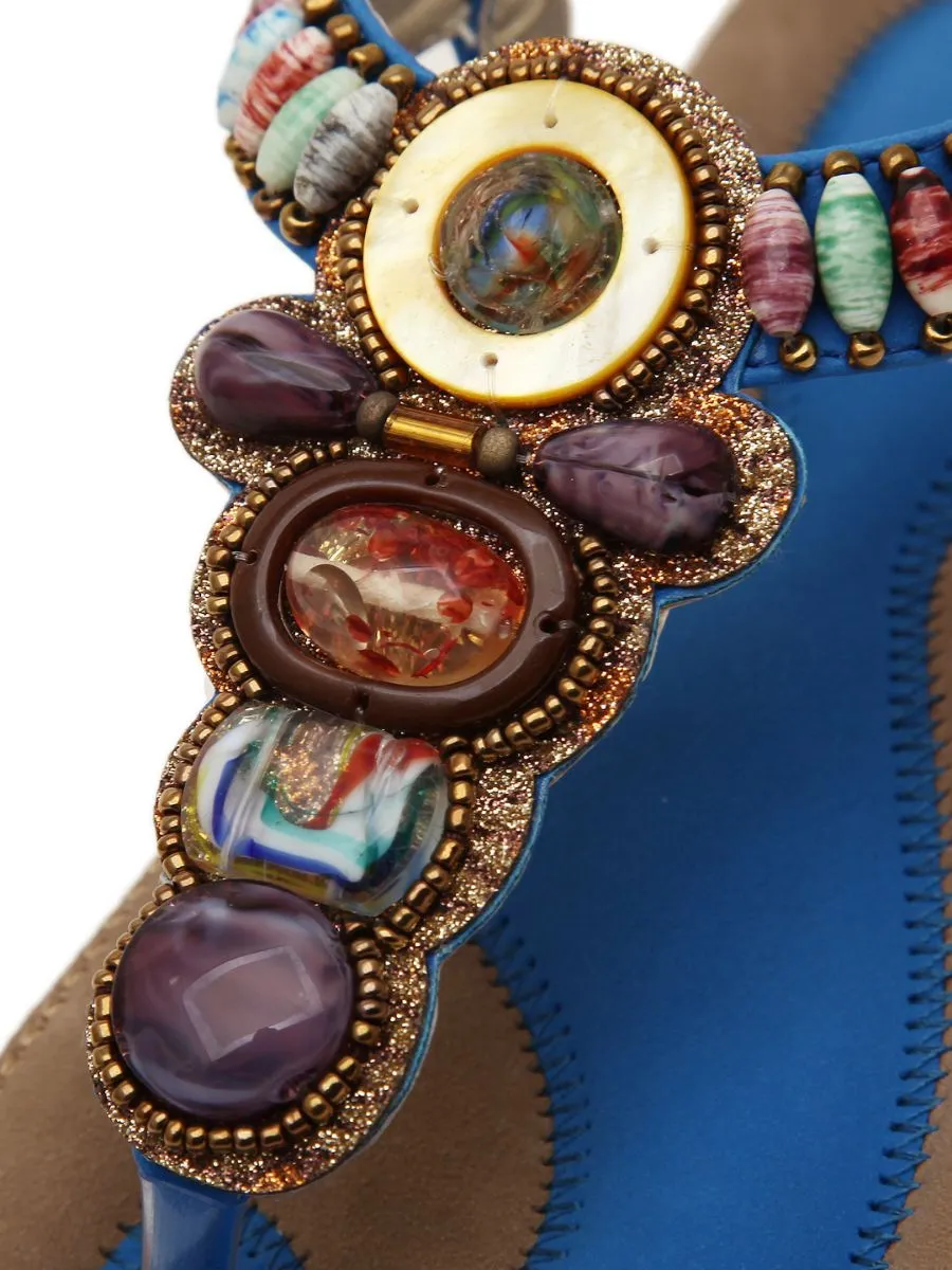 Blue Beaded Sandal