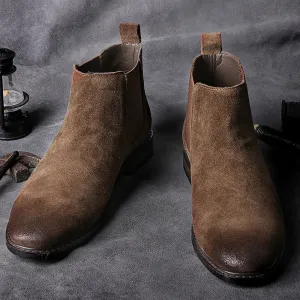 Boot Retro Casual Trend Mid-Cut Leather Boots High-Cut  Ankle Boots