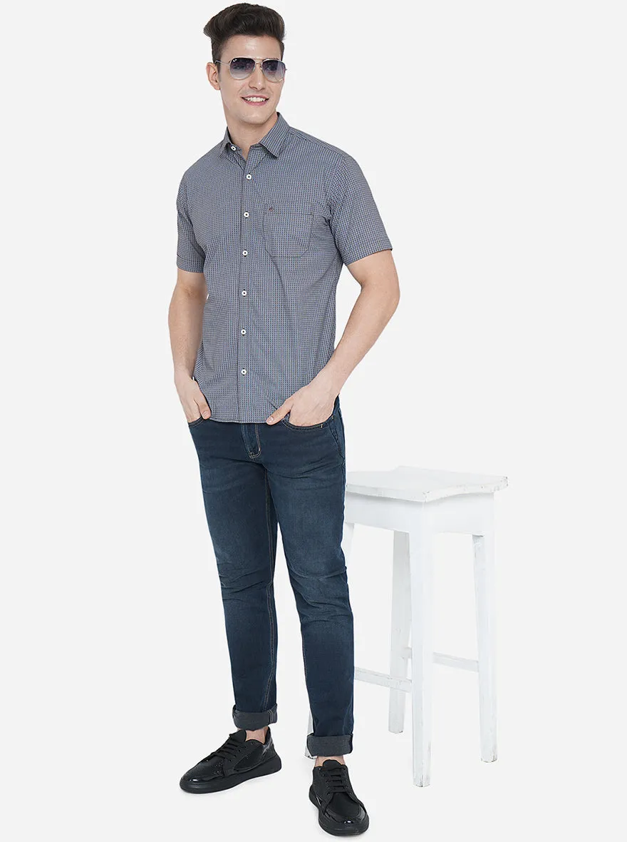 Brown Printed Classic Fit Semi Casual Shirt | Greenfibre