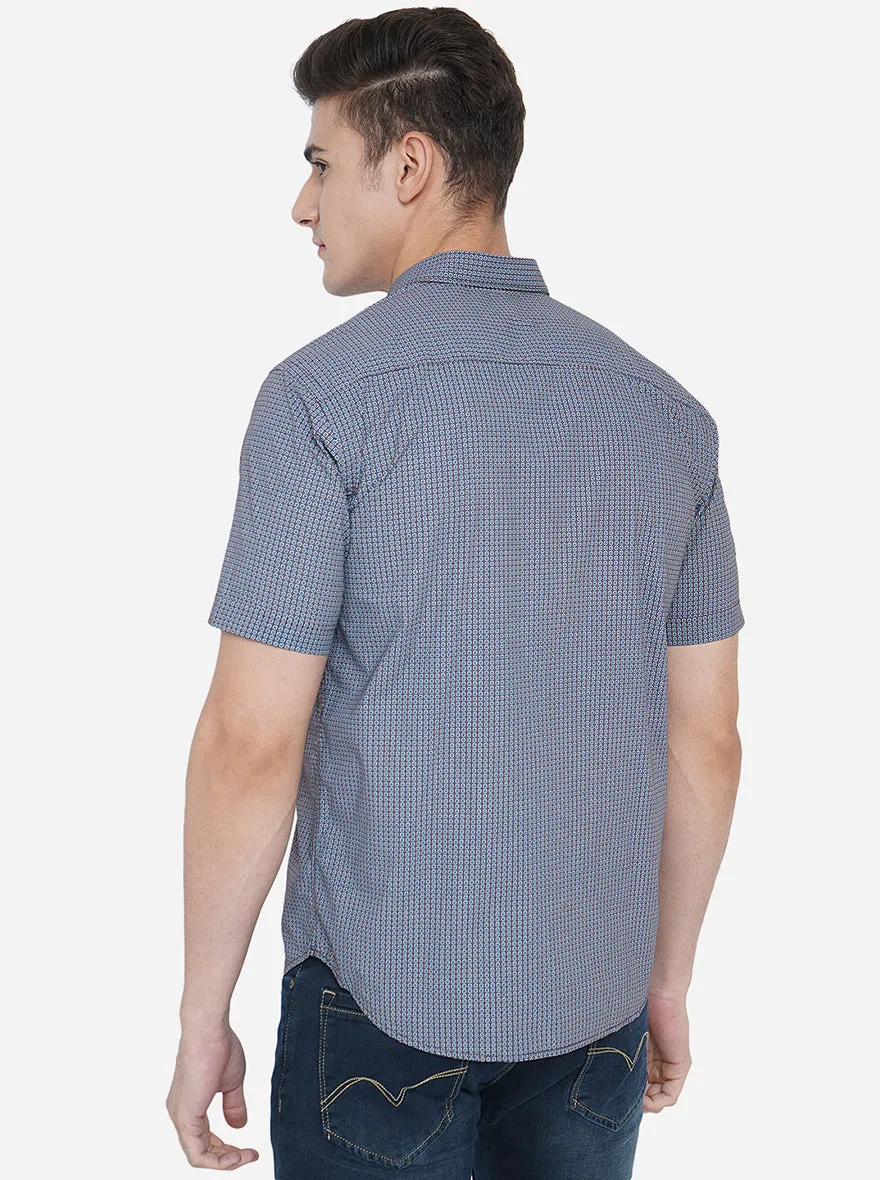 Brown Printed Classic Fit Semi Casual Shirt | Greenfibre