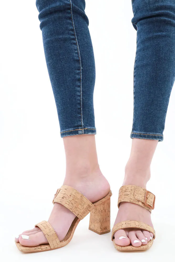 Buckle Two Strap Heeled Sandal