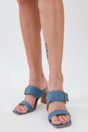 Buckle Two Strap Heeled Sandal