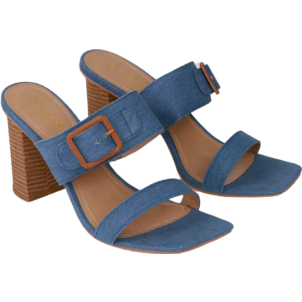 Buckle Two Strap Heeled Sandal