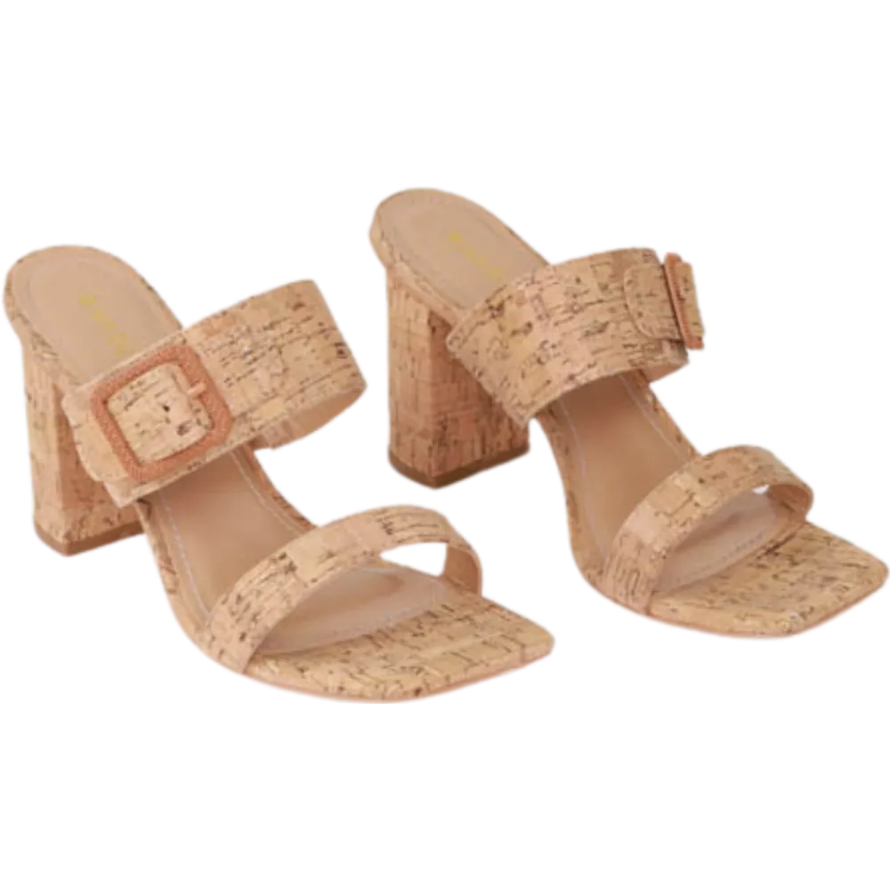 Buckle Two Strap Heeled Sandal