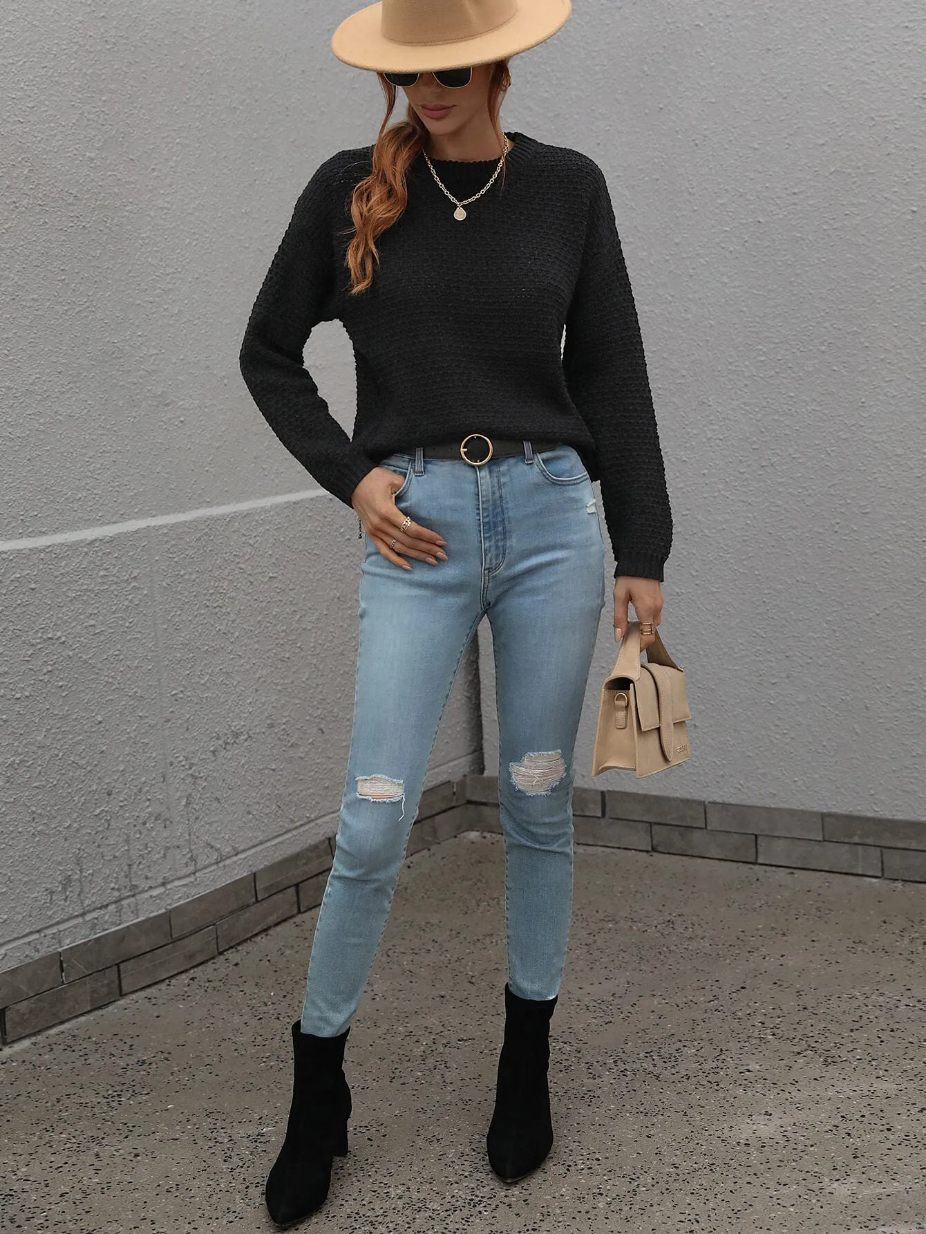 Caught Knit Top - Black