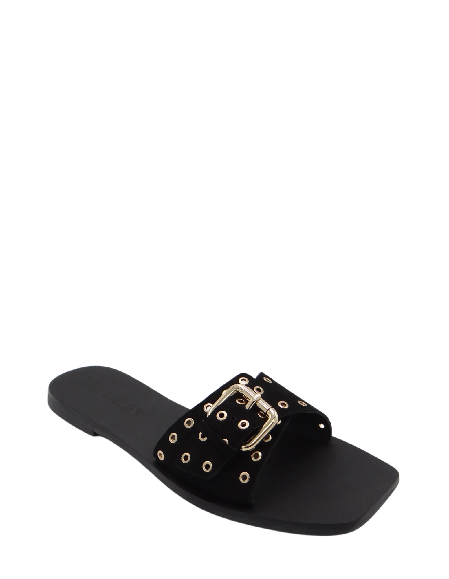 CAVERLEY II Rave Slide Stud - Black Suede